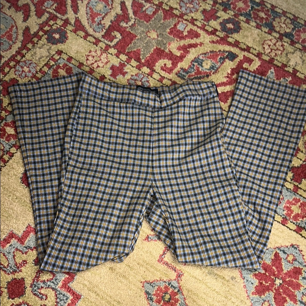 Urban Outfitters Plaid Ankle Pants - Blue and Yellow
